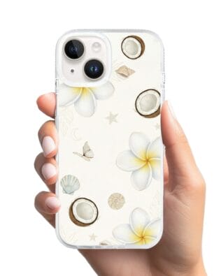 Etui do iPhone 13 z MagSafe przeźroczyste, silikonowe Flexi, Summer Patterns, hawajskie kokosy