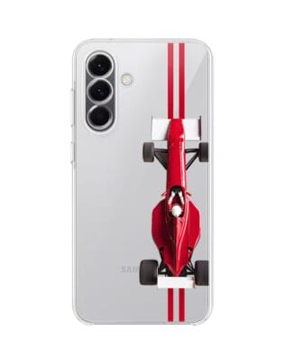 Etui do Samsung Galaxy A57 przeźroczyste, silikonowe Flexi, Szybkie Auta, czerwone F1