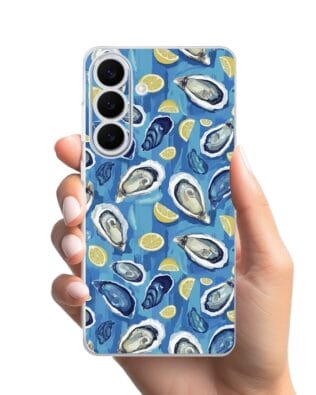 Etui do Samsung Galaxy S26 przeźroczyste, silikonowe Flexi, Summer Patterns, ostrygi z cytrynką