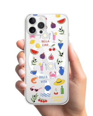 Etui do iPhone 12 Pro Max z MagSafe przeźroczyste, silikonowe Flexi, Italian Summer, kolorowe wakacje
