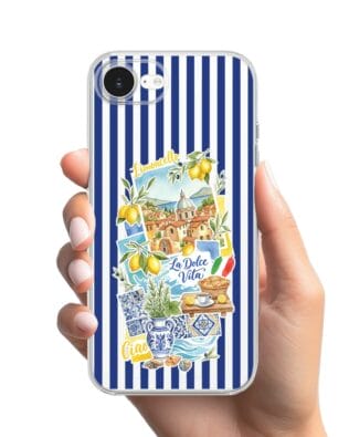 Etui do iPhone 16e przeźroczyste, silikonowe Flexi, Italian Summer, Limoncello