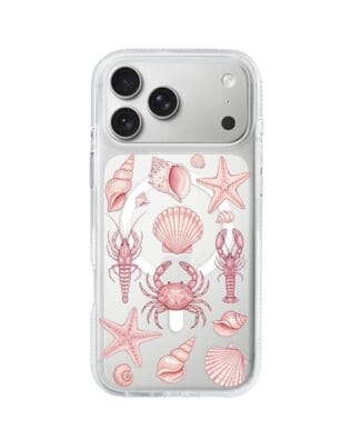 Etui do iPhone 17 Pro Max z MagSafe przeźroczyste, silikonowe Flexi, Summer Patterns, krewetkowy róż