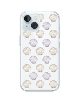Etui do iPhone 15 Plus przeźroczyste, silikonowe Flexi, Summer Patterns, pastelowe muszelki