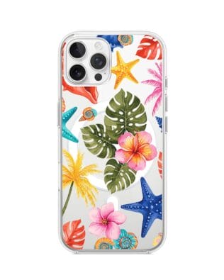 Etui do iPhone 12 Pro z MagSafe przeźroczyste, silikonowe Flexi, Summer Patterns, tropikalny wzór