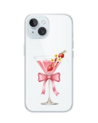 Etui do iPhone 15 Plus przeźroczyste, silikonowe Flexi, Paradise, Strawberry Martini