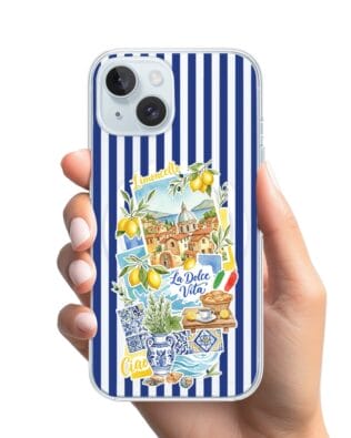 Etui do iPhone 15 Plus z MagSafe przeźroczyste, silikonowe Flexi, Italian Summer, Limoncello