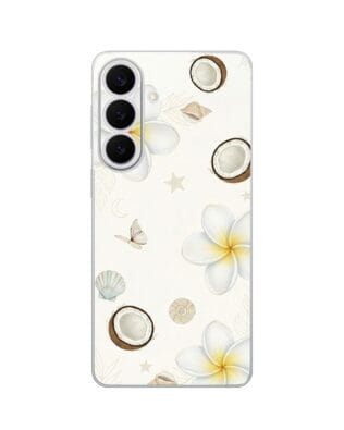Etui do Samsung Galaxy S26 przeźroczyste, silikonowe Flexi, Summer Patterns, hawajskie kokosy