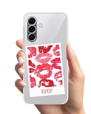 Etui do Samsung Galaxy A57 przeźroczyste, silikonowe Flexi, pocałunki, polaroid