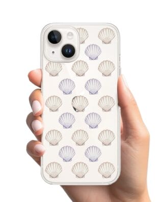 Etui do iPhone 14 przeźroczyste, silikonowe Flexi, Summer Patterns, pastelowe muszelki