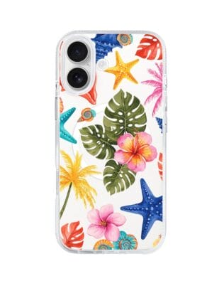 Etui do iPhone 17 z MagSafe przeźroczyste, silikonowe Flexi, Summer Patterns, tropikalny wzór