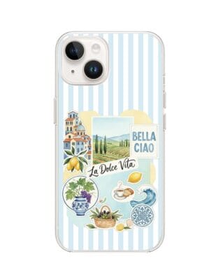 Etui do iPhone 14 Plus z MagSafe przeźroczyste, silikonowe Flexi, Italian Summer, La Dolce Vita