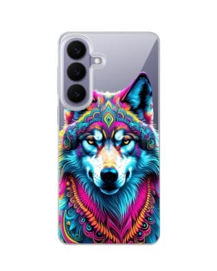Etui do Samsung Galaxy S26 z MagSafe przeźroczyste, silikonowe Flexi, Dzika Mandala, Wilk