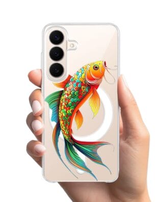 Etui do Samsung Galaxy S26 Plus z MagSafe przeźroczyste, silikonowe Flexi, Dzika Mandala, Złota ryba