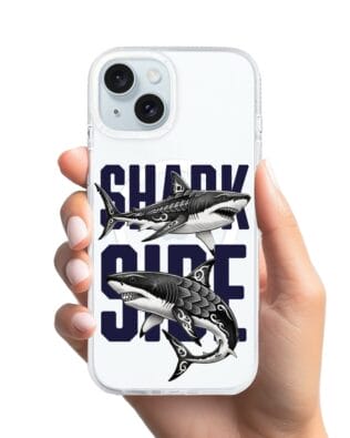 Etui do iPhone 15 z MagSafe przeźroczyste, silikonowe Flexi, Summer Patterns, Shark side