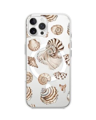 Etui do iPhone 12 Pro z MagSafe przeźroczyste, silikonowe Flexi, Summer Patterns, ozdobne muszle