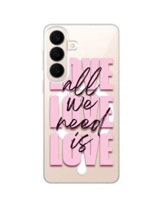 Etui do Samsung Galaxy S26 Plus z MagSafe przeźroczyste, silikonowe Flexi, Positive Vibes, All We Need Is Love
