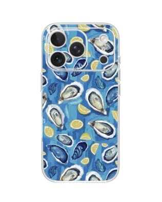 Etui do iPhone 17 Pro Max przeźroczyste, silikonowe Flexi, Summer Patterns, ostrygi z cytrynką