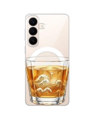 Etui do Samsung Galaxy S26 z MagSafe przeźroczyste, silikonowe Flexi, Paradise, Whiskey on the rocks