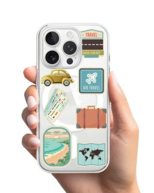 Etui do iPhone 13 Pro Max z MagSafe przeźroczyste, silikonowe Flexi, pocztowe znaczki