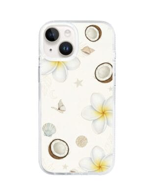 Etui do iPhone 13 z MagSafe przeźroczyste, silikonowe Flexi, Summer Patterns, hawajskie kokosy