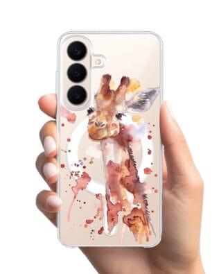 Etui do Samsung Galaxy S26 Plus z MagSafe przeźroczyste, silikonowe Flexi, Akwarelowe Zoo, Żyrafa