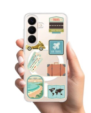 Etui do Samsung Galaxy S26 z MagSafe przeźroczyste, silikonowe Flexi, pocztowe znaczki