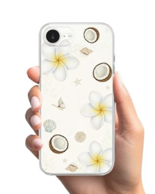 Etui do iPhone 17e przeźroczyste, silikonowe Flexi, Summer Patterns, hawajskie kokosy