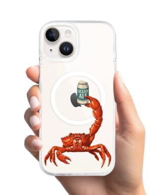 Etui do iPhone 13 z MagSafe przeźroczyste, silikonowe Flexi, Paradise, krab z piwem