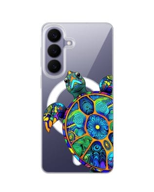 Etui do Samsung Galaxy S26 Plus z MagSafe przeźroczyste, silikonowe Flexi, Dzika Mandala, Żółw
