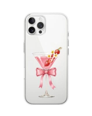 Etui do iPhone 12 Pro Max przeźroczyste, silikonowe Flexi, Paradise, Strawberry Martini