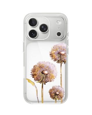Etui do iPhone 17 Pro Max przeźroczyste, silikonowe Flexi, Kwiaty, fioletowe dmuchawce