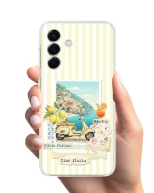 Etui do Samsung Galaxy A57 przeźroczyste, silikonowe Flexi, Italian Summer, Ciao Italia