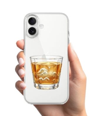 Etui do iPhone 17 przeźroczyste, silikonowe Flexi, Paradise, Whiskey on the rocks