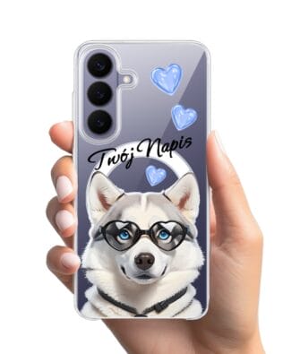 Etui do Samsung Galaxy S26 Plus z MagSafe przeźroczyste, silikonowe Flexi, Puppy Love, pies rasy Husky