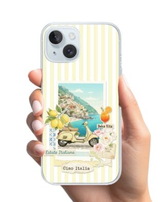 Etui do iPhone 15 Plus z MagSafe przeźroczyste, silikonowe Flexi, Italian Summer, Ciao Italia