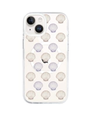 Etui do iPhone 14 z MagSafe przeźroczyste, silikonowe Flexi, Summer Patterns, pastelowe muszelki