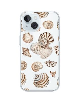 Etui do iPhone 15 Plus przeźroczyste, silikonowe Flexi, Summer Patterns, ozdobne muszle