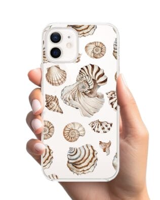 Etui do iPhone 12 przeźroczyste, silikonowe Flexi, Summer Patterns, ozdobne muszle