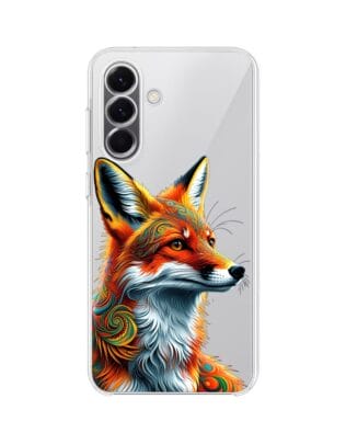 Etui do Samsung Galaxy A57 przeźroczyste, silikonowe Flexi, Dzika Mandala, Twarz lisa