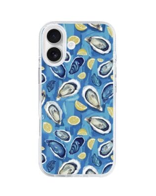 Etui do iPhone 17 z MagSafe przeźroczyste, silikonowe Flexi, Summer Patterns, ostrygi z cytrynką