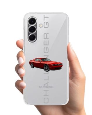 Etui do Samsung Galaxy A57 przeźroczyste, silikonowe Flexi, Szybkie Auta, czerwony Challenger GT