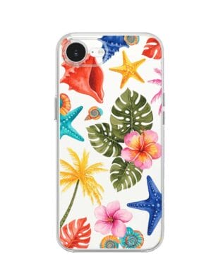 Etui do iPhone 17e przeźroczyste, silikonowe Flexi, Summer Patterns, tropikalny wzór