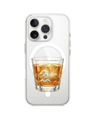 Etui do iPhone 16 Pro Max z MagSafe przeźroczyste, silikonowe Flexi, Paradise, Whiskey on the rocks