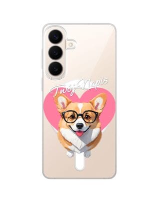 Etui do Samsung Galaxy S26 Plus z MagSafe przeźroczyste, silikonowe Flexi, Puppy Love, pies rasy Corgi