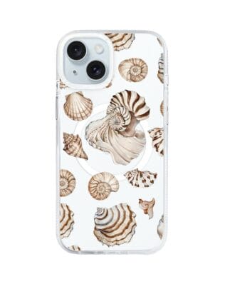 Etui do iPhone 15 z MagSafe przeźroczyste, silikonowe Flexi, Summer Patterns, ozdobne muszle