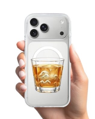 Etui do iPhone 17 Pro Max z MagSafe przeźroczyste, silikonowe Flexi, Paradise, Whiskey on the rocks