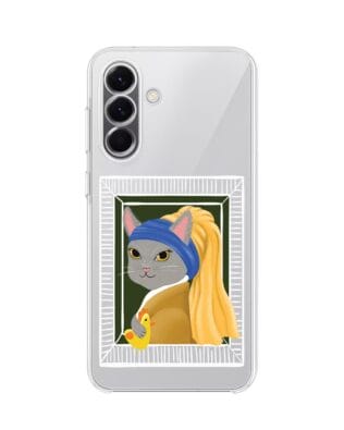 Etui do Samsung Galaxy A57 przeźroczyste, silikonowe Flexi, kotek z kurczakiem