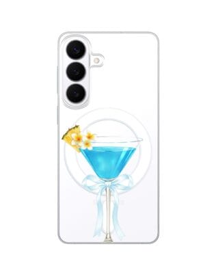 Etui do Samsung Galaxy S26 Plus z MagSafe przeźroczyste, silikonowe Flexi, Paradise, Blue Hawaii