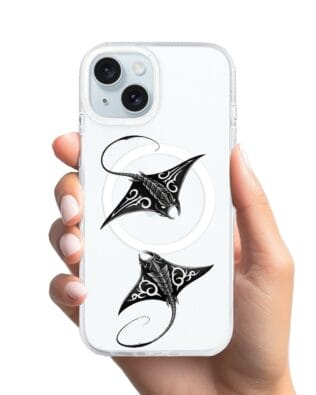 Etui do iPhone 15 z MagSafe przeźroczyste, silikonowe Flexi, Summer Patterns, diabeł morski