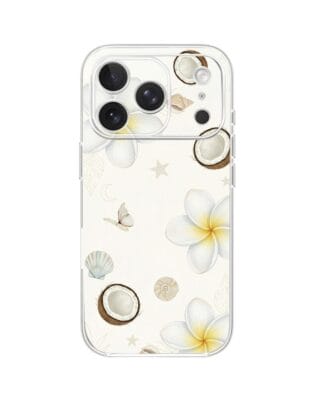 Etui do iPhone 17 Pro przeźroczyste, silikonowe Flexi, Summer Patterns, hawajskie kokosy
